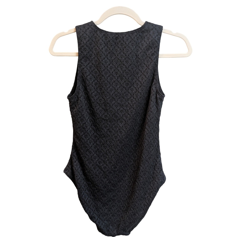 Andie Swim The Malibu Eyelet One Piece Swimsuit Black Henley Snap Front Approx S - Picture 8 of 12